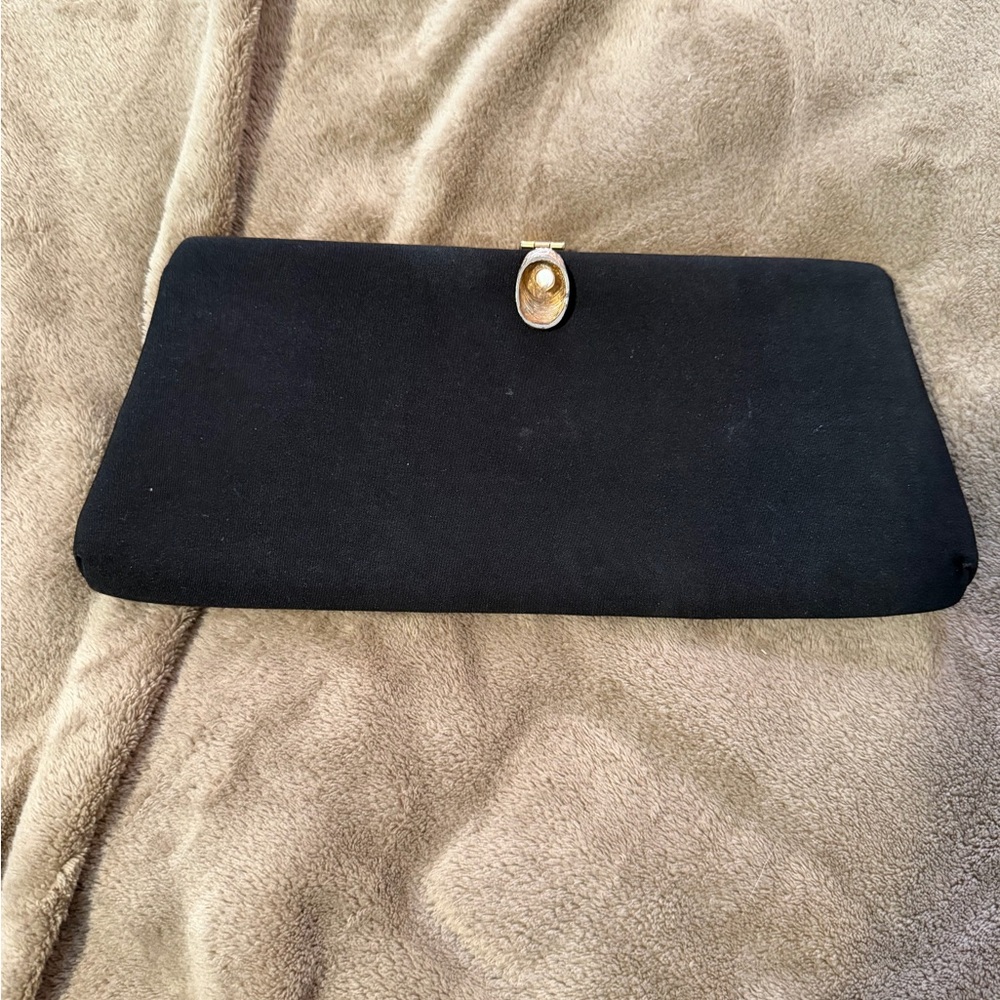 HL Affair Black Clutch with Gold Accent